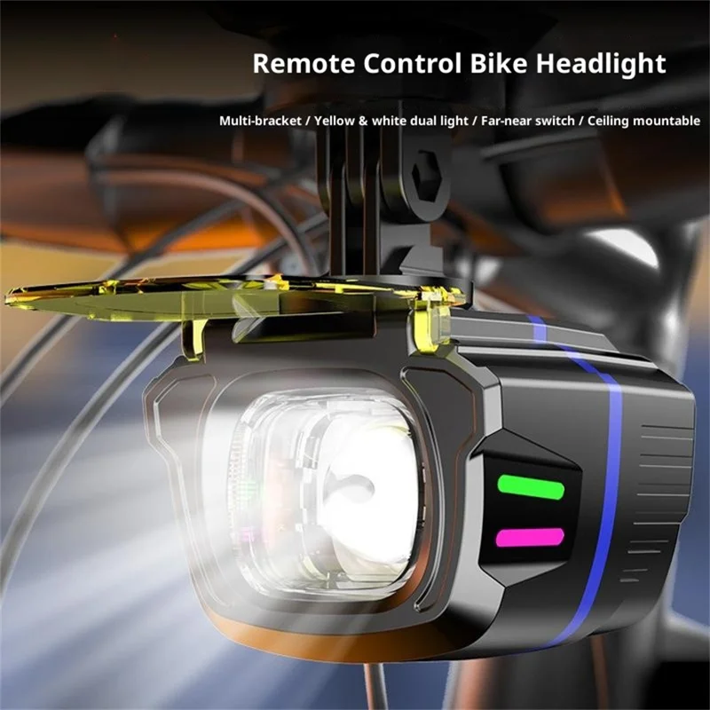 BENGGUO BG-1955 IP44 Waterproof Bike Headlight Wireless Remote Control Bicycle Front Light High Bright LED Anti-Glare - Black
