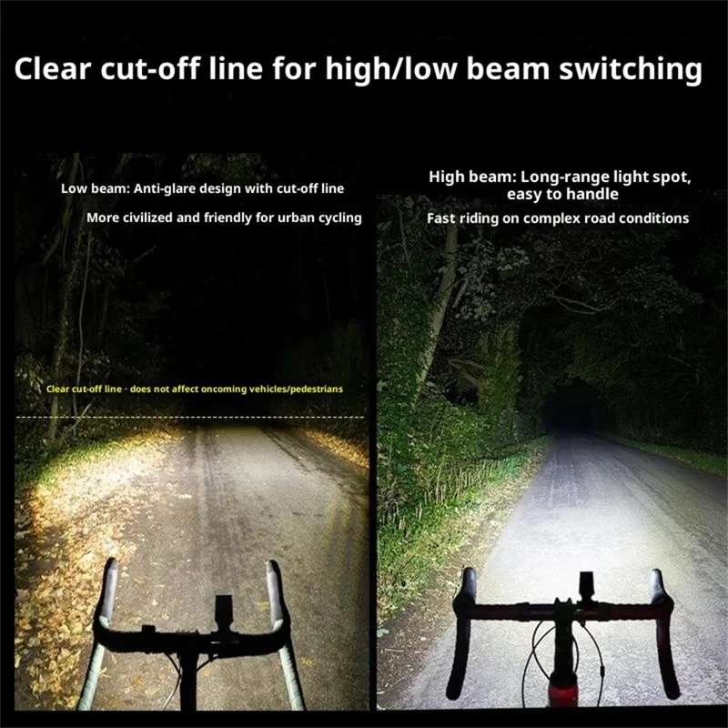 BENGGUO BG-1955 IP44 Waterproof Bike Headlight Wireless Remote Control Bicycle Front Light High Bright LED Anti-Glare - Black