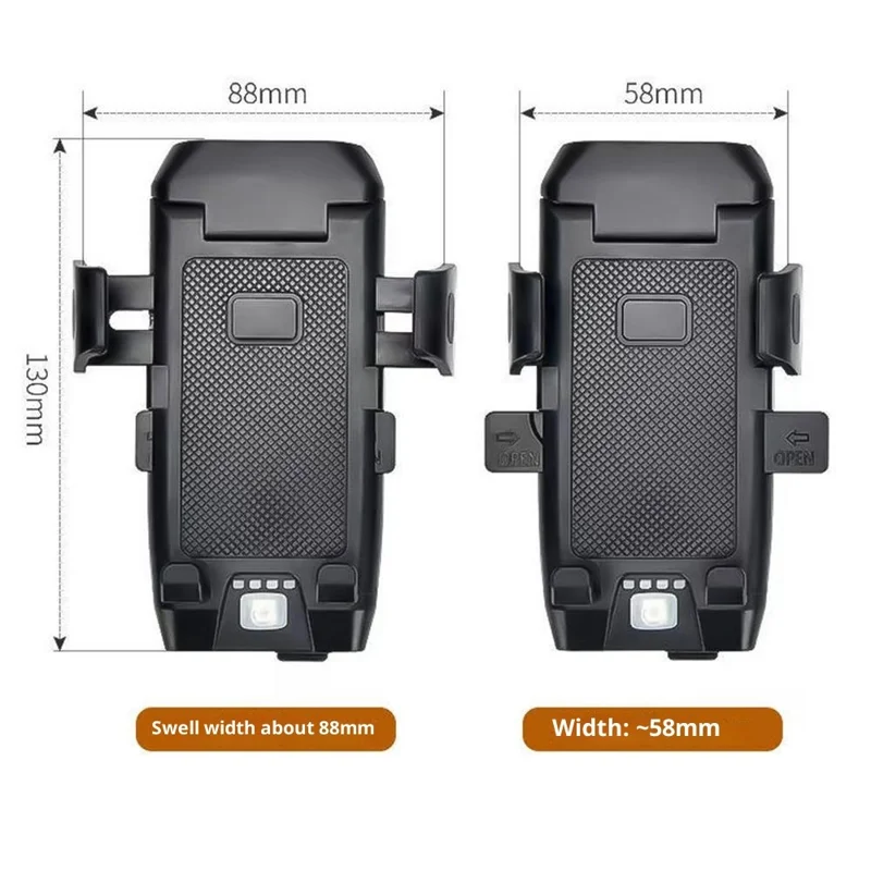 4 in 1 Bike Front Light Bicycle Headlight Phone Holder with Speaker / Power Bank Function for 4.5-6.5 Inch Phones - Black