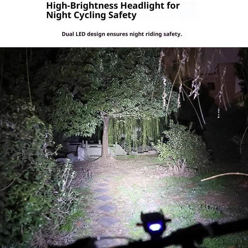 4 in 1 Bike Front Light Bicycle Headlight Phone Holder with Speaker / Power Bank Function for 4.5-6.5 Inch Phones - Black