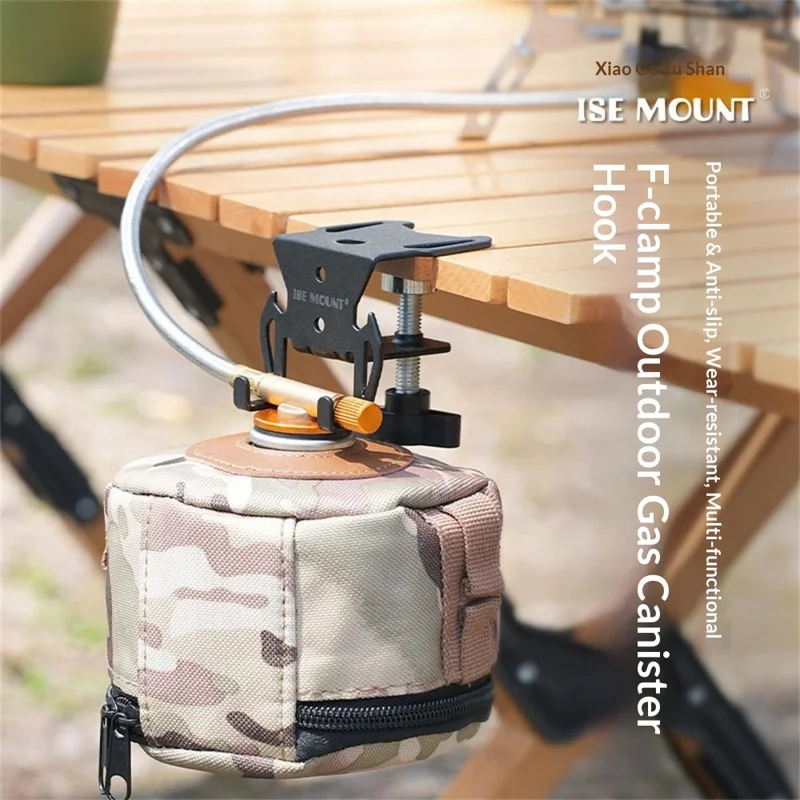 Outdoor Camping Gas Canister Hook Multi-Functional F-Clamp Hanging Tool with Bottle Opener