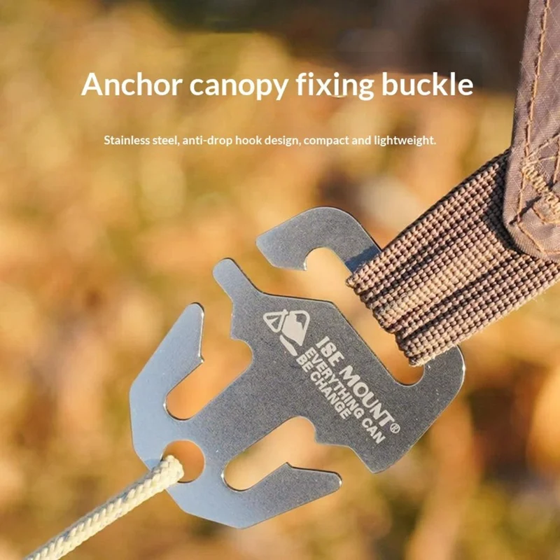 ISE MOUNT Outdoor Stainless Steel Tarp Fastener / Anchor Lock Anti-Slip Hook Rope Buckle Quick Install Camping Accessory