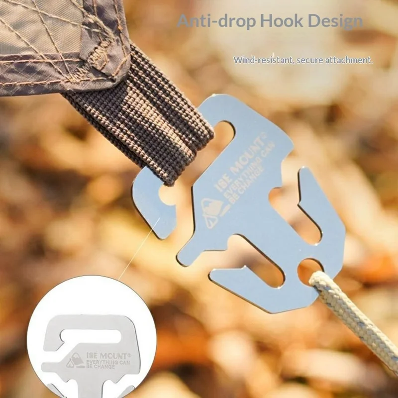 ISE MOUNT Outdoor Stainless Steel Tarp Fastener / Anchor Lock Anti-Slip Hook Rope Buckle Quick Install Camping Accessory