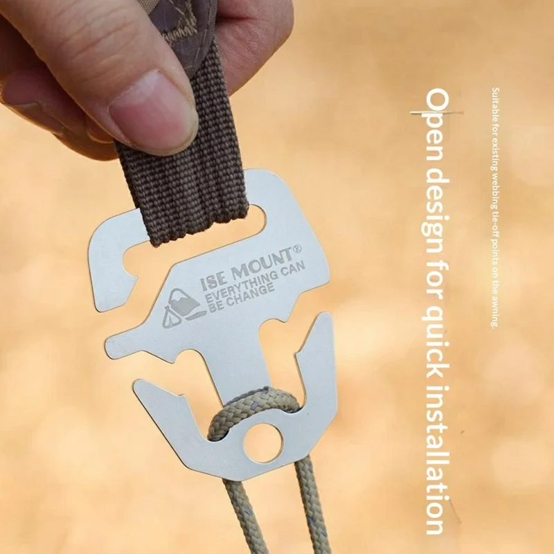 ISE MOUNT Outdoor Stainless Steel Tarp Fastener / Anchor Lock Anti-Slip Hook Rope Buckle Quick Install Camping Accessory