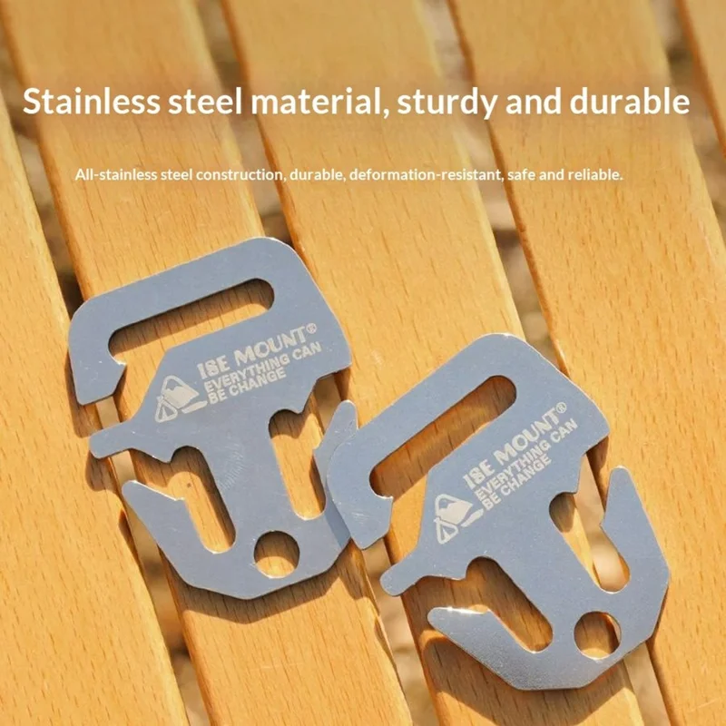 ISE MOUNT Outdoor Stainless Steel Tarp Fastener / Anchor Lock Anti-Slip Hook Rope Buckle Quick Install Camping Accessory