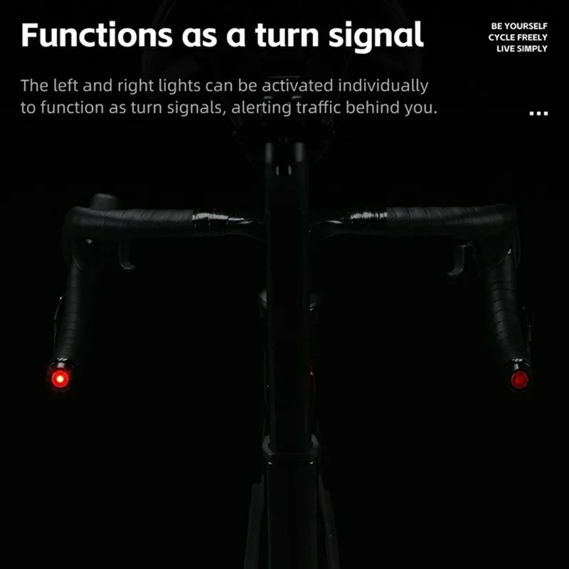 WEST BIKING 1 Pair Plug Grip Warning Light Bicycle Handlebar End Lights LED Turn Signals for Mountain Bike  /  Cycling Safety - Black
