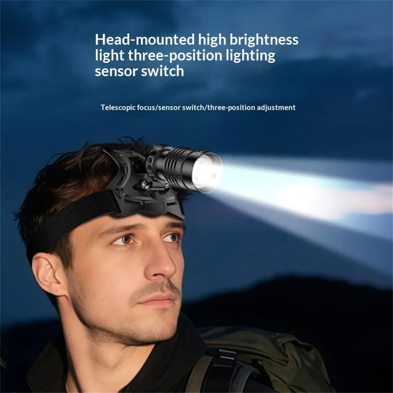 YESIDO TC13 LED Stirnlampe 500LM wiederaufladbar mit Bewegungssensor 3 Modi schwenkbar für Outdoor Angeln
