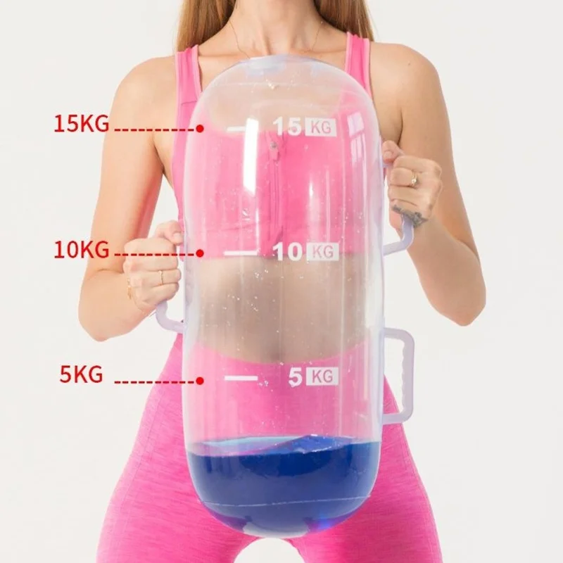 1-20 kg Justerbare Vægted Pose med Vand, Gennemsigtig Kettlebell fyldt med Vand til Squats og Styrketræning