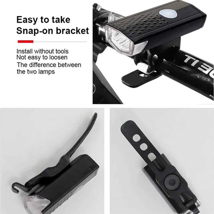 BG-2255 Bicycle Front Light Cycling Safety Warning Light USB Rechargeable Waterproof Flashlight