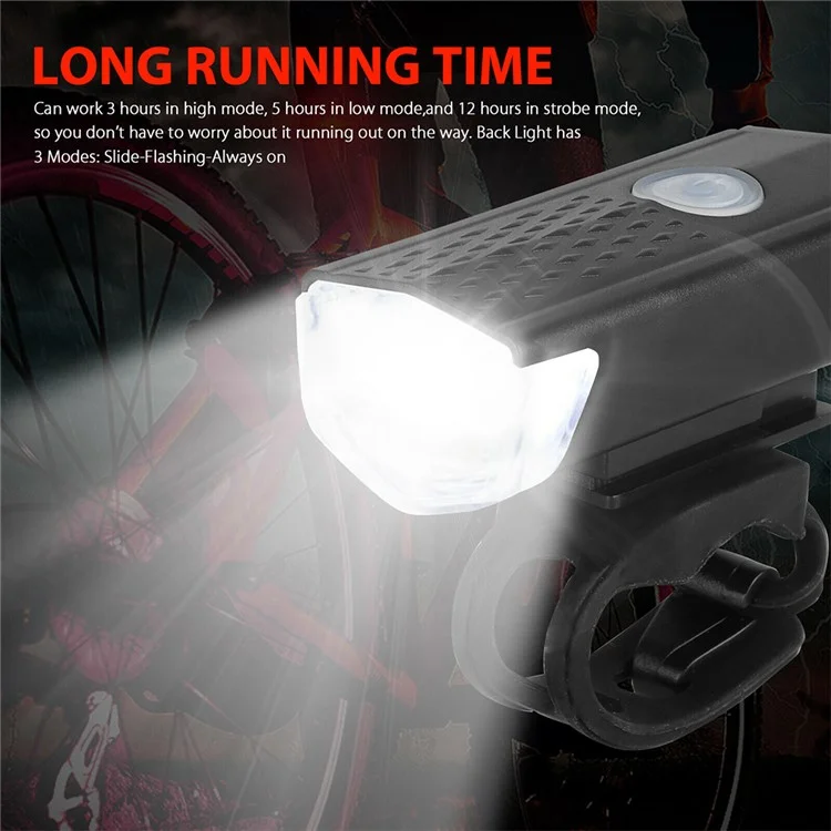 BG-2255 Bicycle Front Light Cycling Safety Warning Light USB Rechargeable Waterproof Flashlight