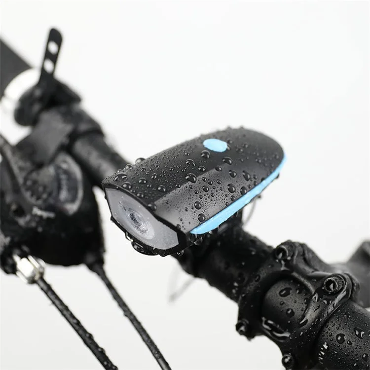 3 in 1 Multifunctional Bicycle Headlight Portable Waterproof Flashlight with Bell for Riding (Rechargeable Version) - Blue