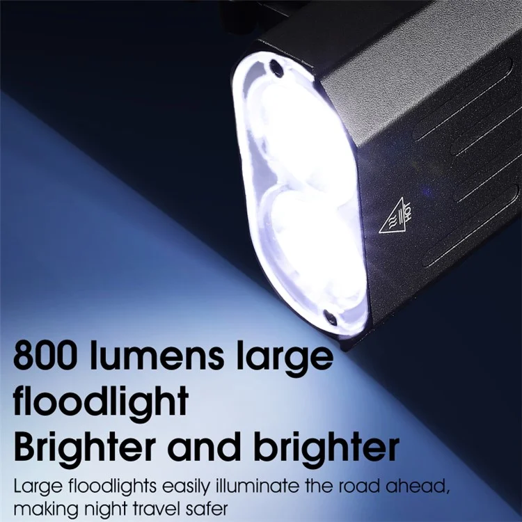 WEST BIKING YP0701315 Luzes de Bicicleta 800 Lúmens Ultra Brilhante USB Recarregável Luz de Guiador Poderosa Farol Dianteiro de Bicicleta 5 Modos de Luz Fácil de Instalar - Preto