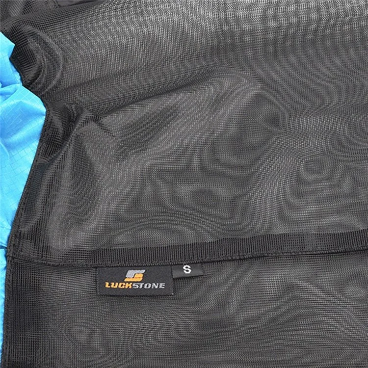 LUCKSTONE Size S Foldable Laundry Bag Storage Clothes Organizer Drawstring Mesh Bag for Camping and Travel - Black/Blue