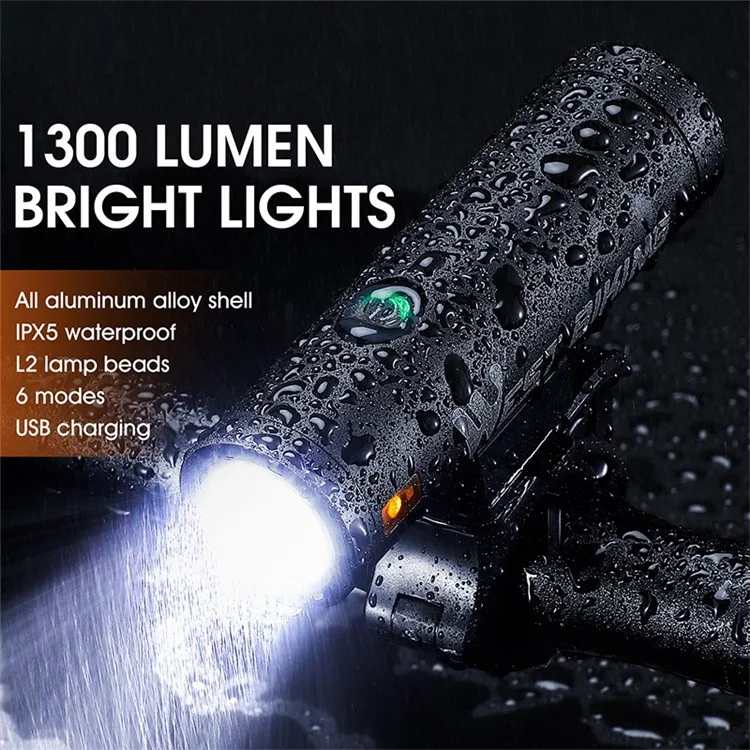 WEST BIKING YP0701323 Super Bright LED Bike Front Light Rechargeable Bicycle Night Cycling Safety Lamp Torch - Black