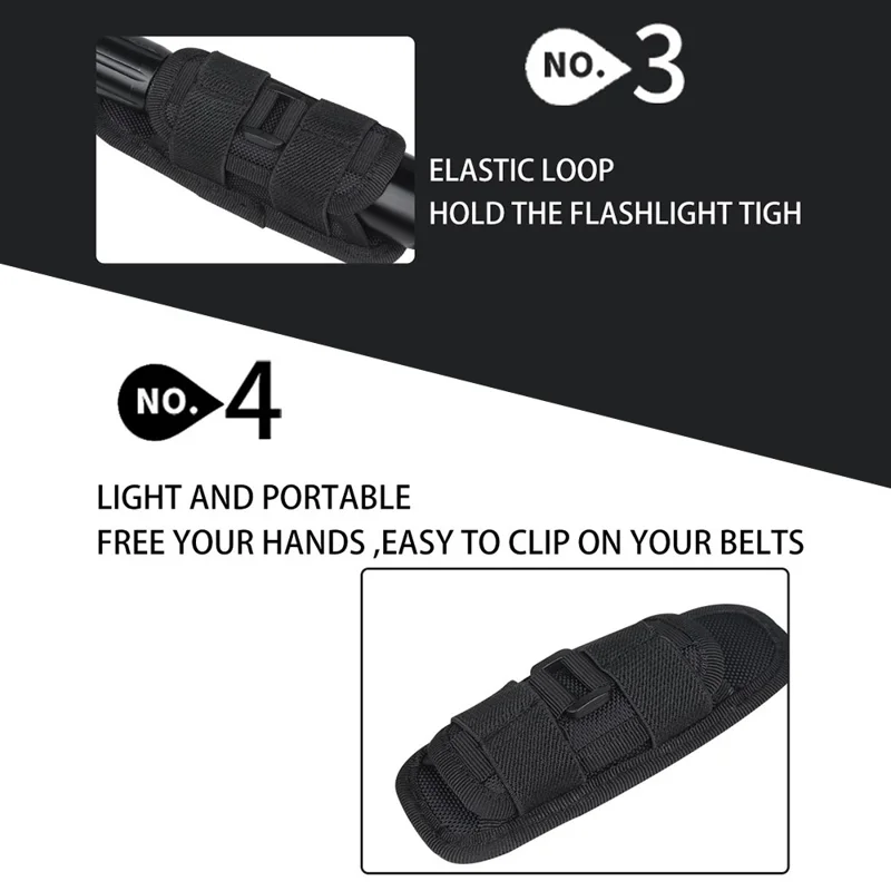 H-133 Outdoor Tactical Flashlight Pouch Holster 360 Degree Rotating Waist Bag for Belt Torch Cover Hunting Lighting Pouch - Black
