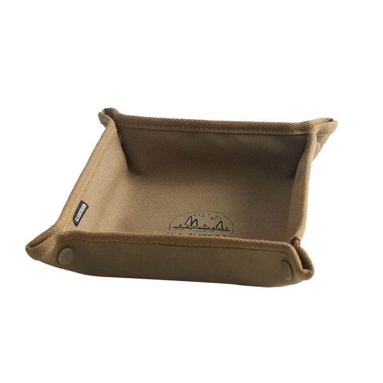 CLS 600D Oxford Cloth Outdoor Camping Square Storage Tray Home Travel Portable Folding Debris Organizer Box, Size L - Coffee