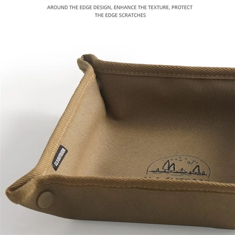 CLS 600D Oxford Cloth Outdoor Camping Square Storage Tray Home Travel Portable Folding Debris Organizer Box, Size L - Coffee