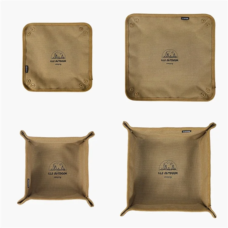 CLS 600D Oxford Cloth Outdoor Camping Square Storage Tray Home Travel Portable Folding Debris Organizer Box, Size L - Coffee