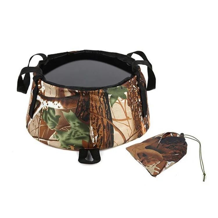 Portable Collapsible Basin Travel Foot Bath Bag Large Capacity Folding Washing Bucket - Camouflage