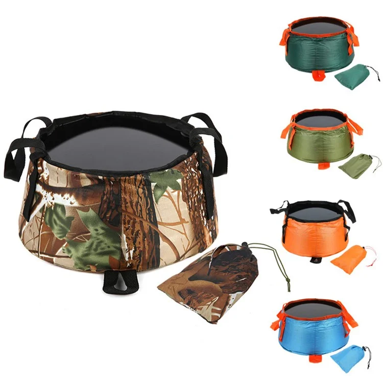 Portable Collapsible Basin Travel Foot Bath Bag Large Capacity Folding Washing Bucket - Camouflage