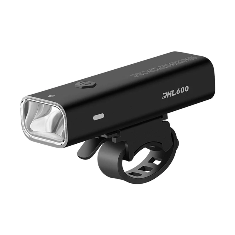 ROCKBROS RHL600 Super Bright Bike Headlight Night Safety Bicycle Front Light Flashlight USB Rechargeable IPX6 Waterproof Torch - Black
