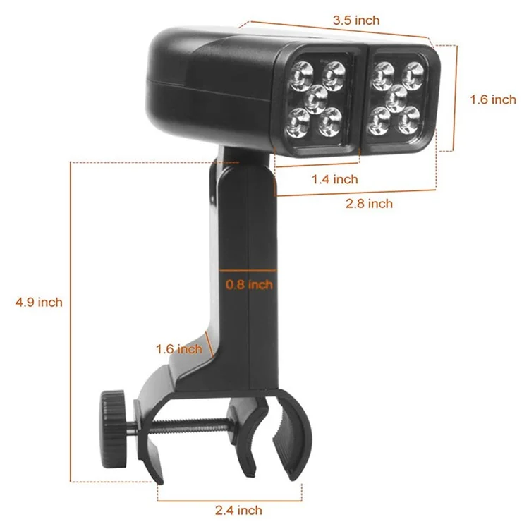 000634 Grill Portátil Luz Rotativa Cabeça Dupla Lâmpada ABS para Churrasqueira Churrasco Acampamento Exterior