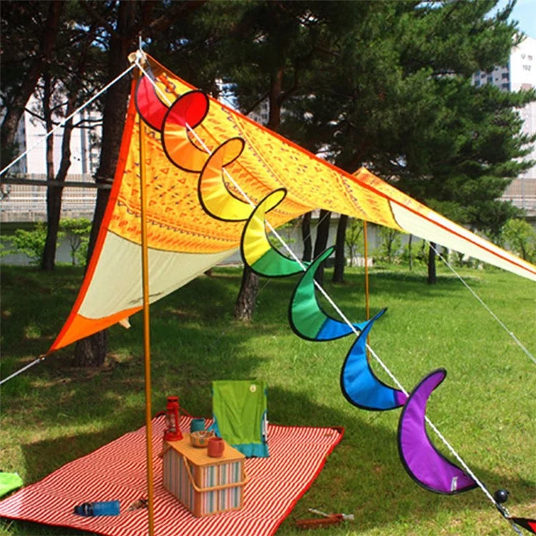 AOTU 1.6m Colorful Spiral Wind Spinner Outdoor Camping Tent Flag Decor Rotating Wind Strips, Size M