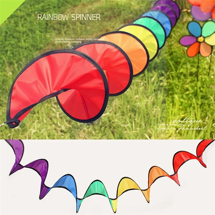 AOTU 1.6m Colorful Spiral Wind Spinner Outdoor Camping Tent Flag Decor Rotating Wind Strips, Size M