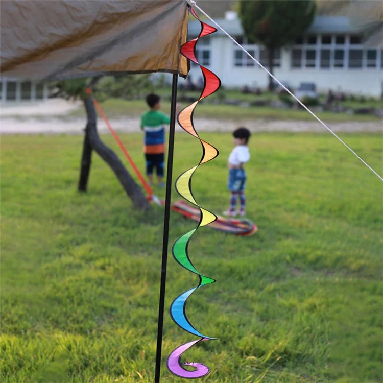 AOTU 1.6m Colorful Spiral Wind Spinner Outdoor Camping Tent Flag Decor Rotating Wind Strips, Size M