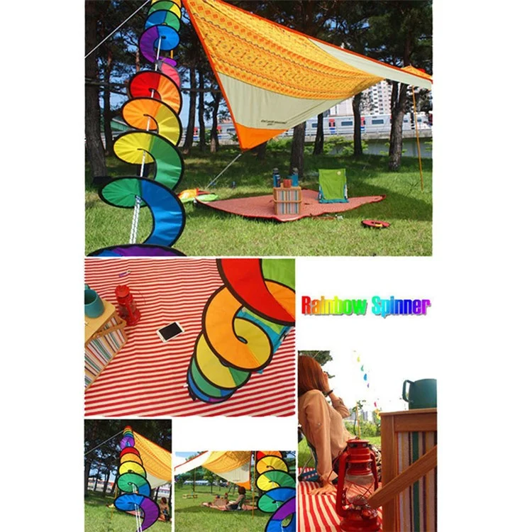 AOTU 1.6m Colorful Spiral Wind Spinner Outdoor Camping Tent Flag Decor Rotating Wind Strips, Size M