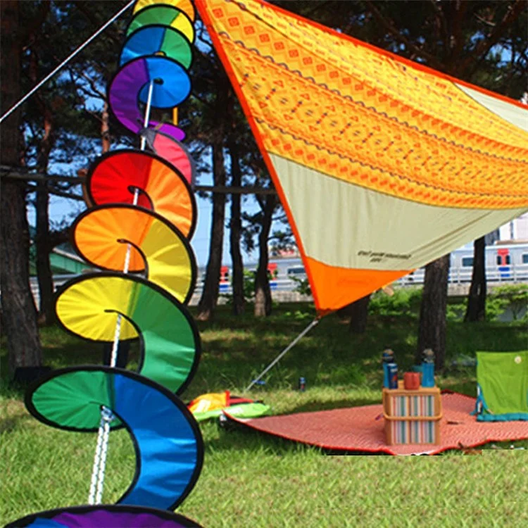 AOTU 2.5m Outdoor Camping Tent Flag Decor Colorful Spiral Wind Spinner Rotating Wind Strips, Tamanho L