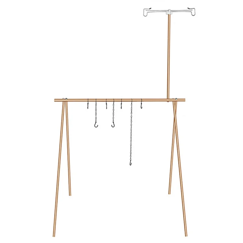 SHINETRIP A352 Aluminum Alloy Campfire Cooking Stand Set with Lamp Hanger Camping Cookware Hooks - Coffee