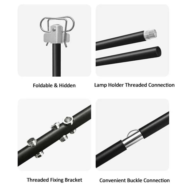 SHINETRIP A352 Aluminum Alloy Campfire Cooking Stand Set with Lamp Hanger Camping Cookware Hooks - Coffee