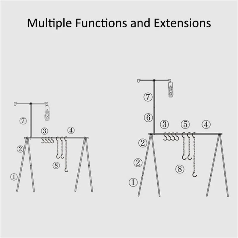SHINETRIP A352 Aluminum Alloy Campfire Cooking Stand Set with Lamp Hanger Camping Cookware Hooks - Coffee