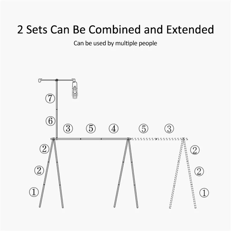 SHINETRIP A352 Aluminum Alloy Campfire Cooking Stand Set with Lamp Hanger Camping Cookware Hooks - Coffee