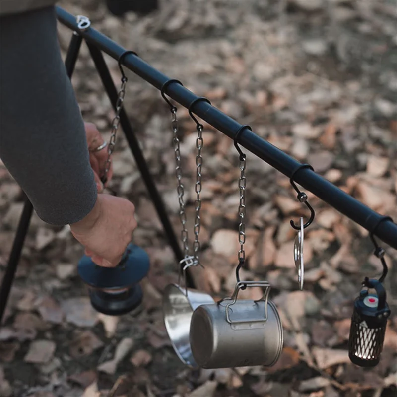 SHINETRIP A352 Aluminum Alloy Campfire Cooking Stand Set with Lamp Hanger Camping Cookware Hooks - Coffee