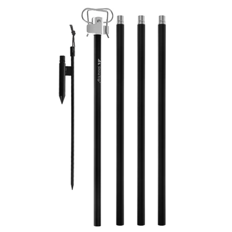 SHINETRIP A317 Portable Folding Aluminum Alloy Camping Lamp Hanging Pole Dual Head Lantern Holder - Black