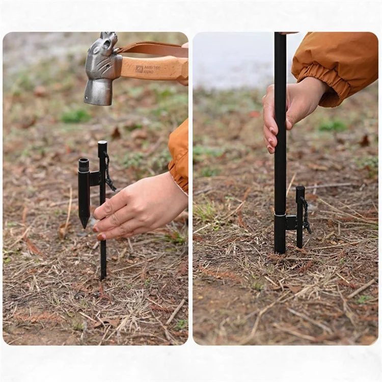 SHINETRIP A317 Portable Folding Aluminum Alloy Camping Lamp Hanging Pole Dual Head Lantern Holder - Coffee