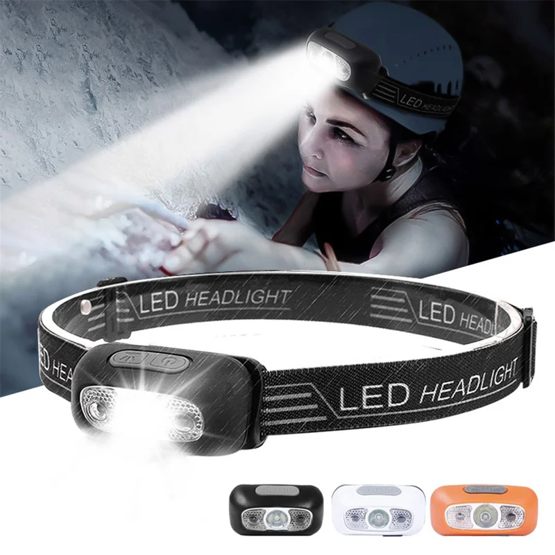 Mini Headlight 350 Lumens Motion Sensor COB XPE LED Light USB Rechargeable Headlamp - White