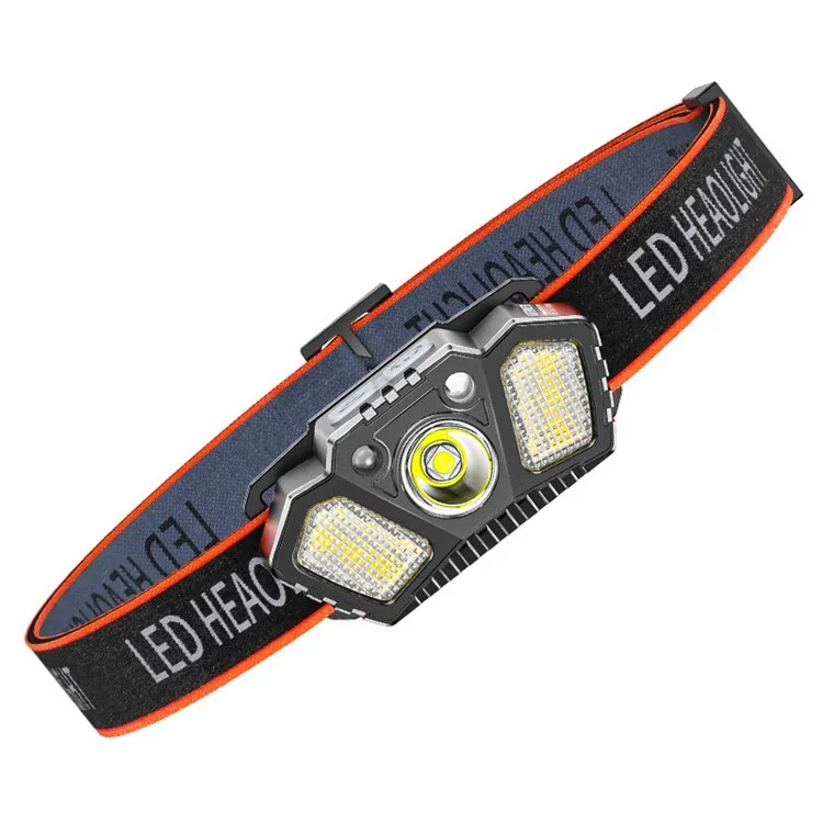 TD-0142 Mini Headlight USB Rechargeable IPX4 Waterproof LED Light Head Lamp with Red Warning Light