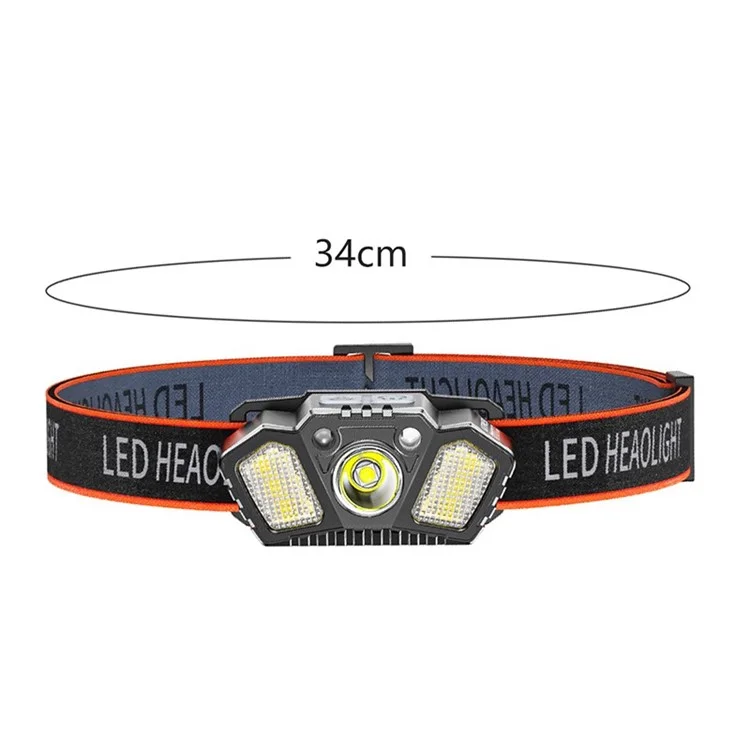 TD-0142 Mini Headlight USB Rechargeable IPX4 Waterproof LED Light Head Lamp with Red Warning Light