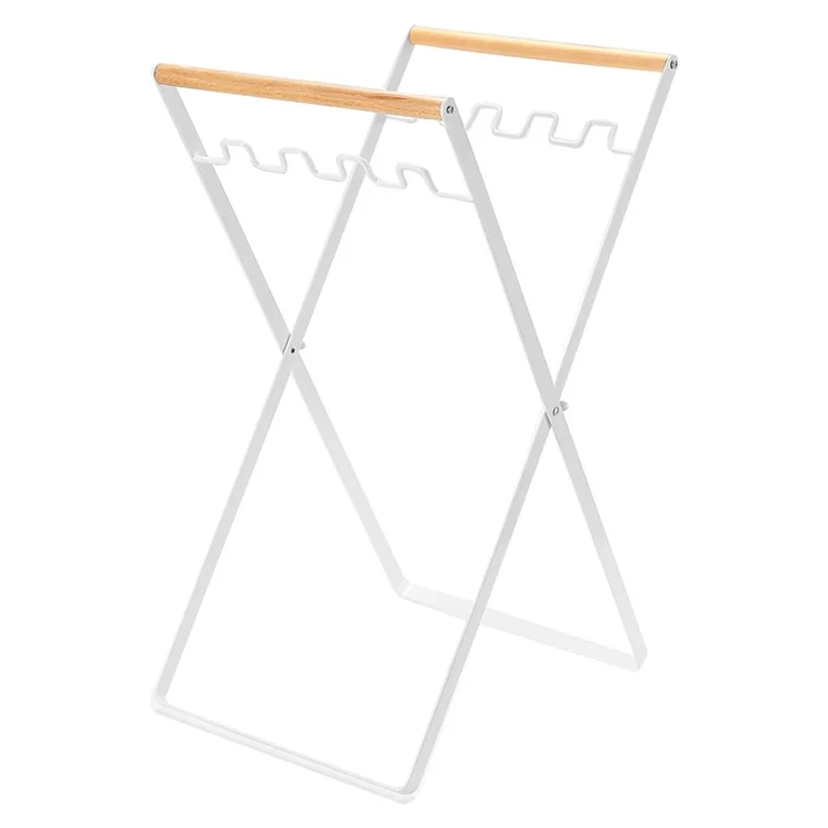 Soporte de bolsa de basura HALIN Iron+Wood Portátil Colgador de bolsa de basura al aire libre para camping y senderismo - Blanco