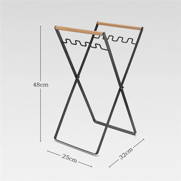 Soporte de bolsa de basura HALIN Iron+Wood Portátil Colgador de bolsa de basura al aire libre para camping y senderismo - Blanco