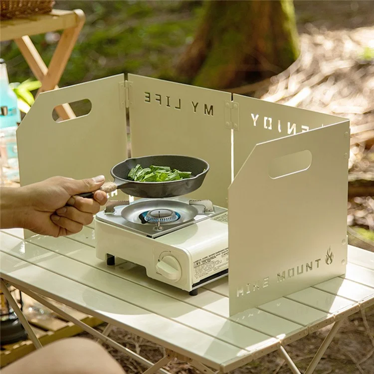 Foldable Outdoor Camping Stove Windshield Thickened Steel Plate Burner Wind Screen - White