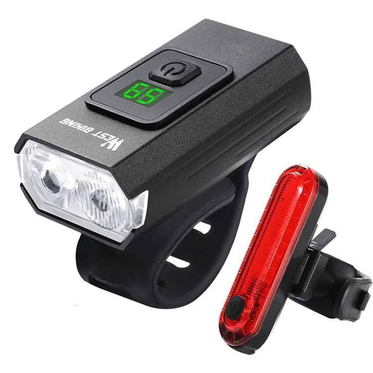 WEST BIKING YP0701384 Nachtradsport-Fahrradscheinwerfer mit Digital-Display und Rücklicht