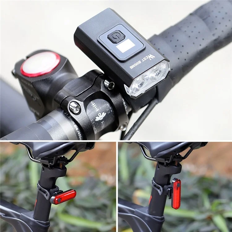 WEST BIKING YP0701384 Nachtradsport-Fahrradscheinwerfer mit Digital-Display und Rücklicht