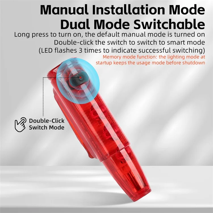 WEST BIKING YP0701377 Bike Tail Light Waterproof Smart Brake Induction Cycling Warning Rear Lamp (with Dual Mount Bracket)