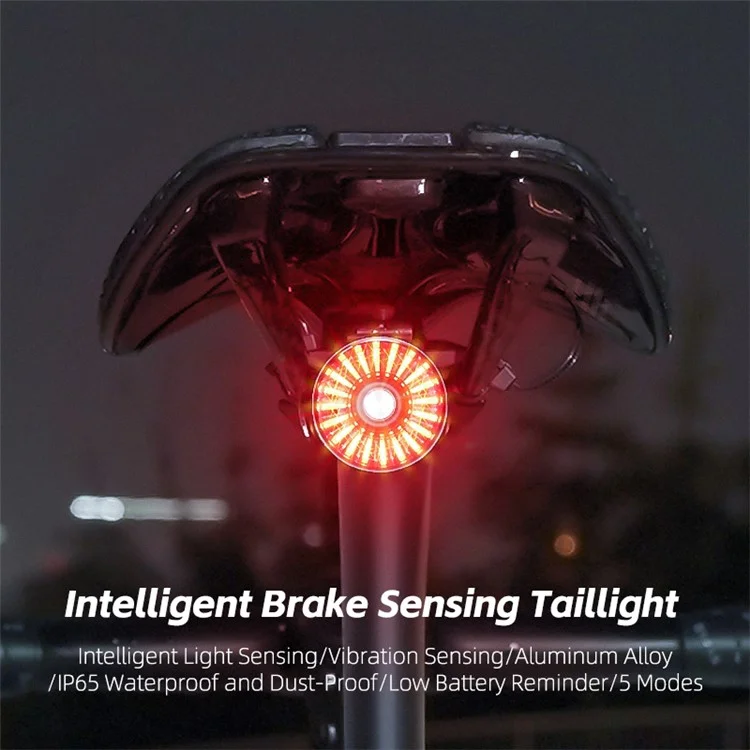 WEST BIKING W4S Intelligent Taillight Bicycle Brake Sensor Cycling Tail Lights - Red / Arc