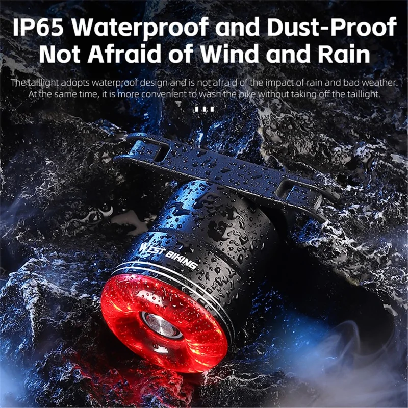 WEST BIKING W4S Intelligent Taillight Bicycle Brake Sensor Cycling Tail Lights - Transparent / Arc