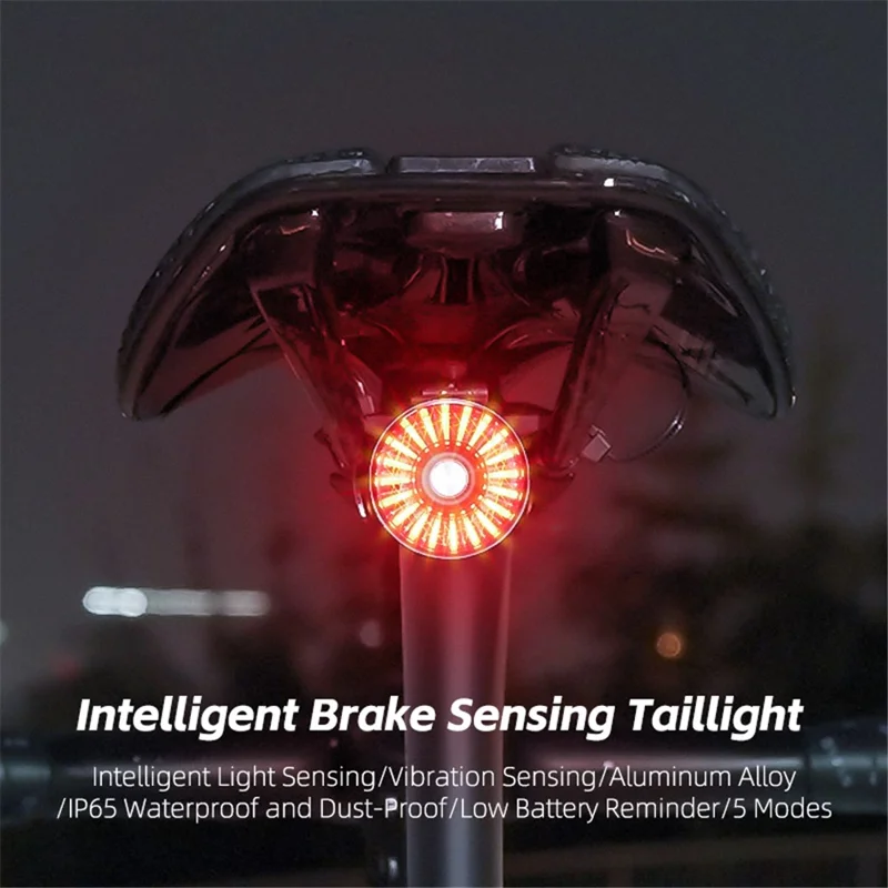 WEST BIKING W4S Intelligent Taillight Bicycle Brake Sensor Cycling Tail Lights - Red / Flat